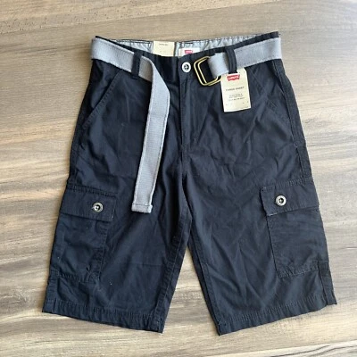 Pantalón Corto Levi’s Cargo 14 Reg W27 Fuelle Rodilla Negro Con Cinturón 100% Algodón Nuevo Foto 1 de 4