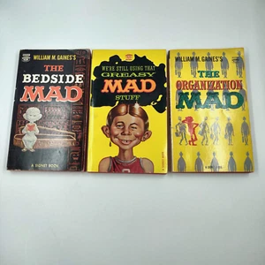 Vintage Lot of 3 MAD Paperback Books Bedside Mad, Greasy Mad, Organization Mad - Picture 1 of 12