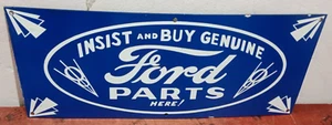 Ford Parts Porcelain Enamel Sign 24 x 10 Inches 1 Sided - Picture 1 of 5