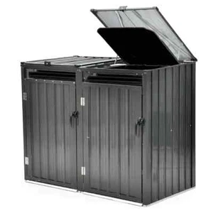 PLANTCRAFT Double Steel Wheelie Garbage Bin Storage Shed, Enclosure - Picture 1 of 9