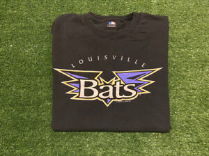 Retro Y2K MiLB Louisville Bats logo t-shirt minor league medium large black