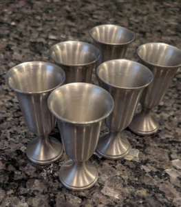 Set of 6 WFR Metal Pewter Shot Glasses Goblets Cordial Liqueur 3” Medieval - Picture 1 of 3
