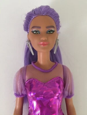 Mattel Barbie Fashionistas Petite Kira Doll #178 Long Purple Hair Metallic Dress - Image 1 of 4