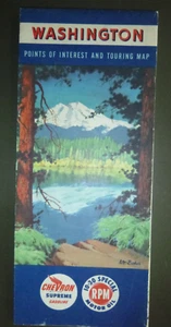 1954 Washington road map Chevron oil gas Mt. Baker cover - Picture 1 of 4