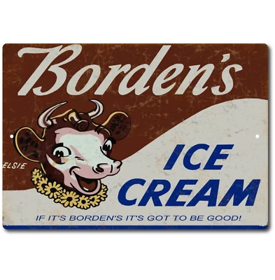 Ice Cream Sign Borden's sign Metal CREAM Milk ICE Vintage Look SIGN metal tin - Image 1 of 4