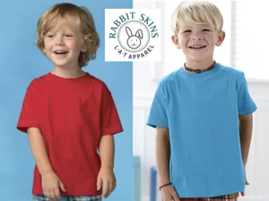 Rabbit Skins Toddler Fine Jersey Tee Plain Crew Neck Plain Blank T-Shirt 3321 - Picture 1 of 7