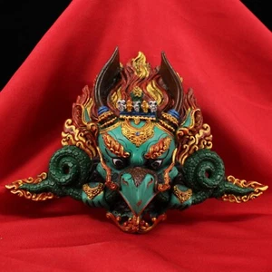 Collect OLD lacquerware hand-painted gold Eagle mask buddha statue decoration - Picture 1 of 9