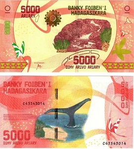 2017 Madagascar P102 5000 Ariary banknote UNC - Picture 1 of 1