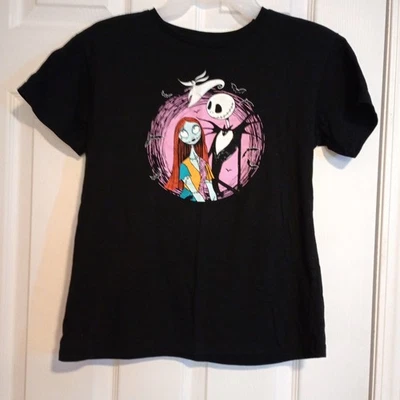 The Nightmare Before Christmas Girls Size L Jack Sally T-Shirt Black Jersey LNC - Image 1 of 4