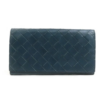 Auténtica Cartera Larga BOTTEGAVENETA Intrecciato Cuero Azul Verde - r10733g Foto 1 de 4