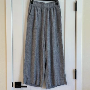 Sigrid Olsen Hose weites Bein Crop grau Leinen Gummibund Damen XS Boho Resort - Bild 1 von 10