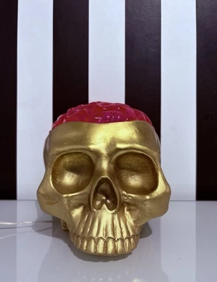 🩷 Tkmaxx Gold Rosa Leucht Totenkopf Gehirn Halloween Deko Ornament Gothic - Bild 1 von 4