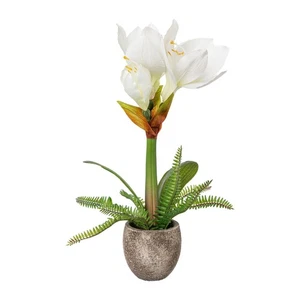 Kunstpflanze Amaryllis, Farbe weiß, inkl. Zement-Topf, Höhe ca. 35 cm - Bild 1 von 1