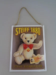 Steiff dal 1880 rivenditore specializzato insegna smaltata 13x17 cm (8491) - Foto 1 di 5