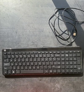 HP Wired USB Keyboard Slim SK-2028 Black TESTED - Picture 1 of 3