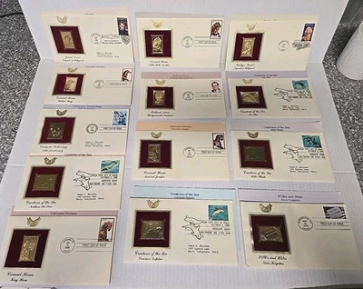 13 US Golden Replica 22kt FDC  1990-1995  with cards  - Image 1 of 4