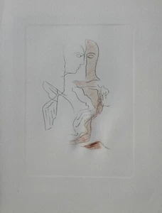 André MASSON : Le couple d'amoureux, GRAVURE, 1951 + certificat - Imagen 1 de 8