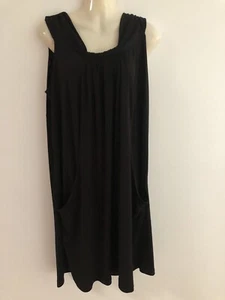 Black Sleeveless Midi Dress/ Front Drape Size XL Stretchy Fabric Good Condition - Picture 1 of 5