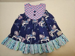 Eleanor Rose Horse Carousel Summer Dress Girls Size 18M 18 Months Blue Pink Navy - Picture 1 of 7