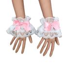 Removable Lace Bowknot Sleeves Woman Pleated Cuffs for Skirt Sweater Decorative