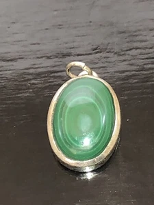 Malachit Stein Anhänger gefasst in 925 Sterling; Edelstein feine Oberfläche Oring - Bild 1 von 4