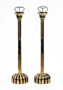 Pair of Large Japanese Carved Wood Temple Candlesticks Edo Perio - Picture 1 of 12
