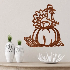 Turkey on a Pumpkin Cut out, Wood plaque sign,wood Crafts,Craft supply, - Picture 1 of 4