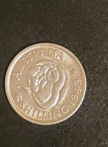 1943 ~ Silver Shilling Merino ram ~ Silver Australian Shilling - Picture 1 of 2