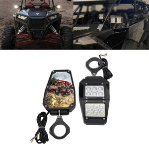 2X UTV L&R  Side Rear View Mirrors W/ LED Spot Light For Polaris RZR Arctic Cat - Picture 1 of 9