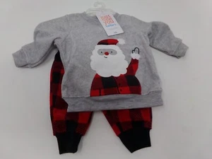 NWT-Carter's Infant 2 pc Christmas Fleece Outfit-Santa-Buffalo Plaid-NB-Newborn - Picture 1 of 4