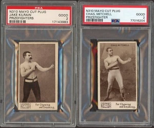 (Paar) Charlie Mitchell + Jake Kilrain 1890 N310 Mayo Cut Plug Cards (PSA 2 Gd) - Bild 1 von 2