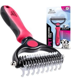 Pat Your Pet Deshedding Brush - Double-Sided Undercoat Rake for Dogs & Cats -... - Picture 1 of 9