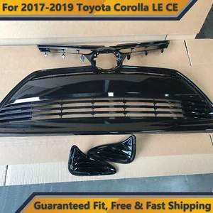 Front Upper Lower Grille W/ Fog Covers 4pcs for 2017 2018 2019 Toyota Corolla LE - Picture 1 of 3