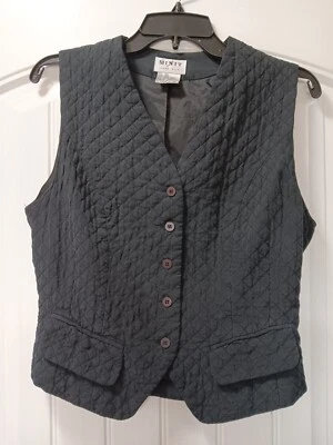 Chaleco De Colección Mix It Seda Talla 6 Abotonable Negro Acolchado Y2K Años 90 Retro  Foto 1 de 4