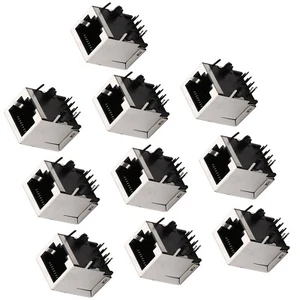 10* RJ45 Right Angle Network Ethernet 8P8C Female Socket PCB Solder Connectors b - Photo 1/6