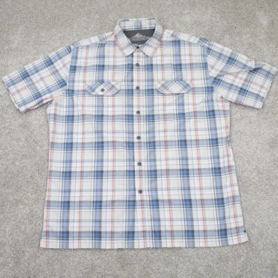 Croft & Barrow Quick Dry Shirt Mens Large Blue/Gray/Red 100% Poly S/S Button Up - Image 1 of 4