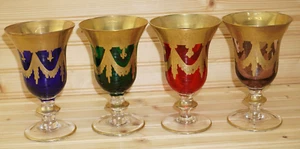 Arte Italica Medici (4) Goblets, 6½" Cobalt-Ruby-Green-Purple-1 of EACH (S53) - Picture 1 of 22