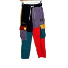 Coursemys Hight Street Corduroy Colorblock Cargo Pants 90s Y2K Hip Hop Joggers S