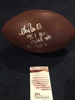 Rare Andre Reed Signed Stat Football, JSA, 3 Inscriptions Bills - Image 1 of 4