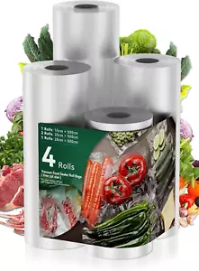 Vacuum Food Sealer Roll, 4 Pack Vacuum Seal Bags Rolls, Seal Storage 28/20/15Cmx - Picture 1 of 12