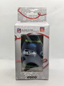 Seattle Seahawks FOCO NFL Blown Glass Football Christmas Tree Ornament Decor New - Picture 1 of 4