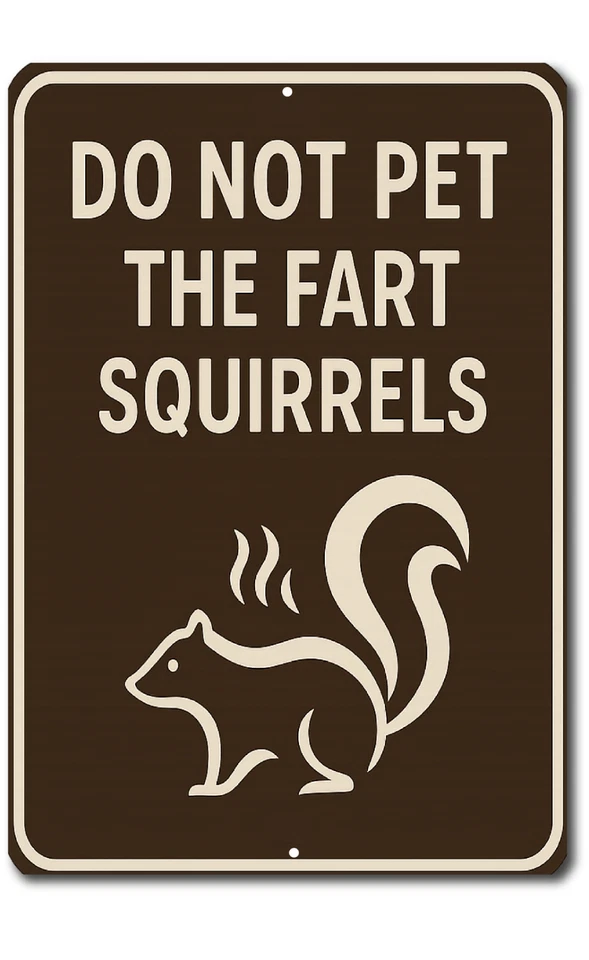 Divertido letrero de ardillas de pedo 8x12 - Sin acariciar mofeta advertencia metal letrero de hojalata Foto 1 de 4