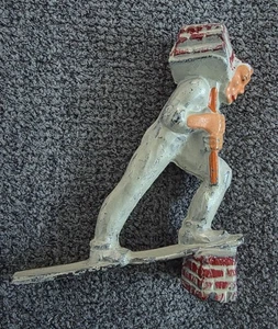 Vintage Manoil Lead Figure, # 41/17, Hod Carrier LIUNA, Laborers, Union, Toy. - Foto 1 di 6