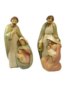 Krippe Cm 20h mit Holzfarbe - Heilige Familie Hirten Krippe - Bild 1 von 27