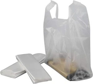 Handled T-Shirt Bag, Plastic Multi-Use Carryout Shopping Bags (320 Counts, Cl... - Picture 1 of 12