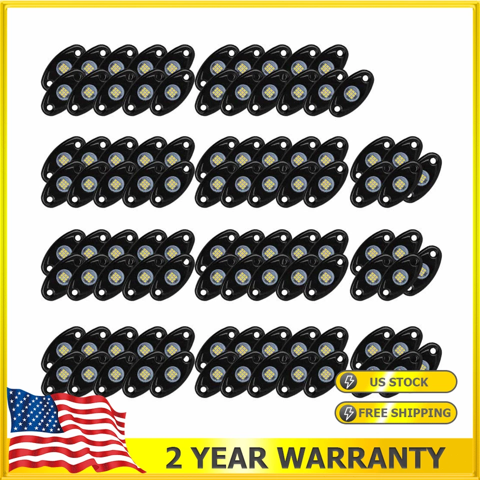 96 cápsulas para camión todoterreno Jeep ATV UTV barco debajo de la carrocería luces LED de roca blancas Foto 1 de 4