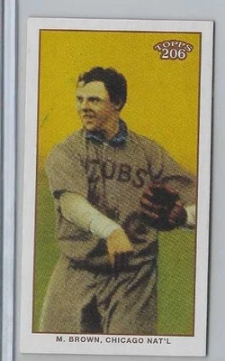 2002 TOPPS 206 SWEET CAPORAL BLUE MORDECAI BROWN CUBS - Image 1 of 2