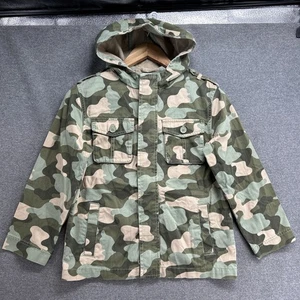 Gymboree Green Camo Jacket Boys Medium 7-8 Hooded Zip Up Military Style 2013 NEW - Picture 1 of 6