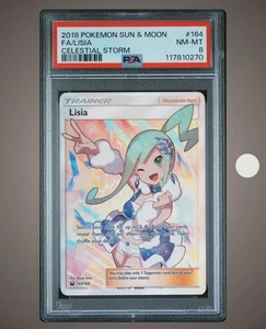 2018 Pokemon PSA 8 NM/MINT Lisia 164/168 Sun & Moon Celestial Storm Full Art - Picture 1 of 2