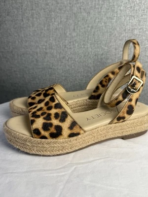 Sandalias Sole Society Alpargatas Plataforma Estampado Leopardo Marrón Pelo de Vaca Talla 7M Foto 1 de 4